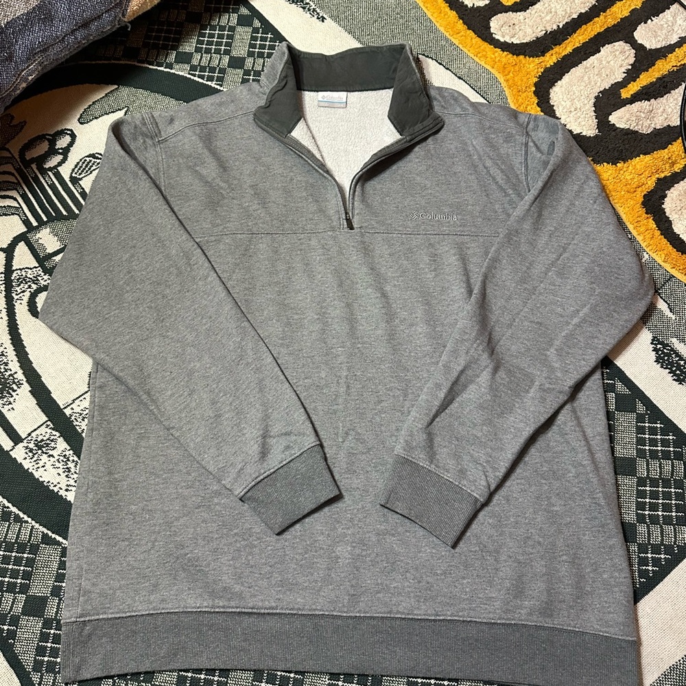 Columbia Gray Quarter Zip Up Sweater with Stand-Up Collar